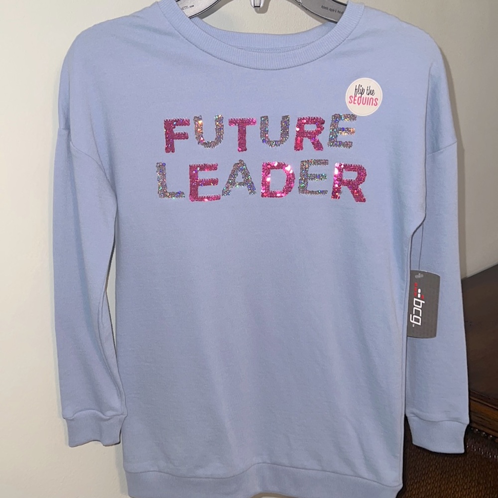BCG Girls Tunic Sweatshirt - Future Leader - Flip Sequence XS NWT